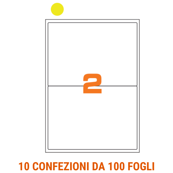 Etichette in fogli A4 formato 200x142 carta fluo gialla angoli arrotondati