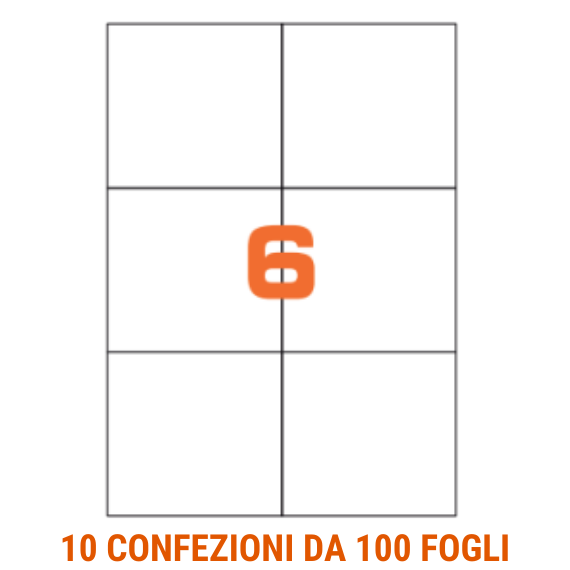 Etichette in fogli da 6 A4 formato 105x99 senza margini